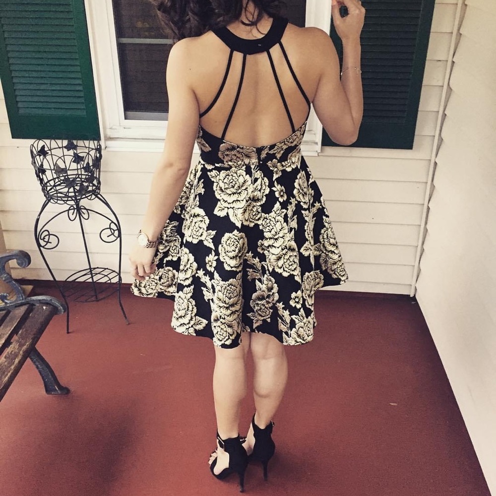 Black and gold floral dress